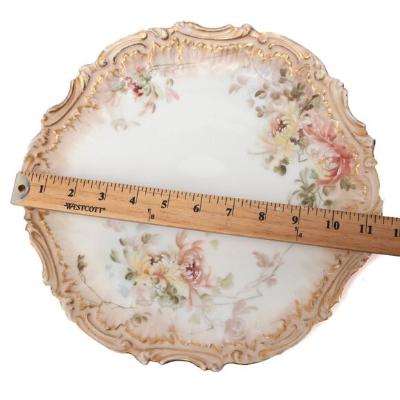 Antique Limoges France Porcelain Gold Gilt Floral Serving Plate Platter Coiffe - Picture 5 of 9